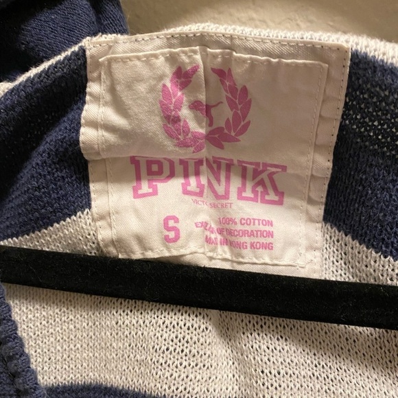 Vintage Victoria’s Secret Pink v-neck striped knit sweater with hood - Picture 3 of 7